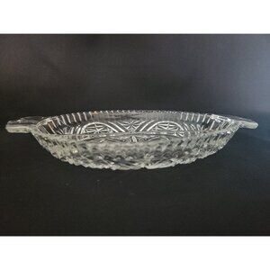VTG Anchor Hocking Stars & Bars Pattern Divided Glass Relish Serving Dish